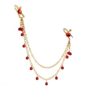 MizzZee - Bell Pendant Gemstone Long Chain Nipple Clamps